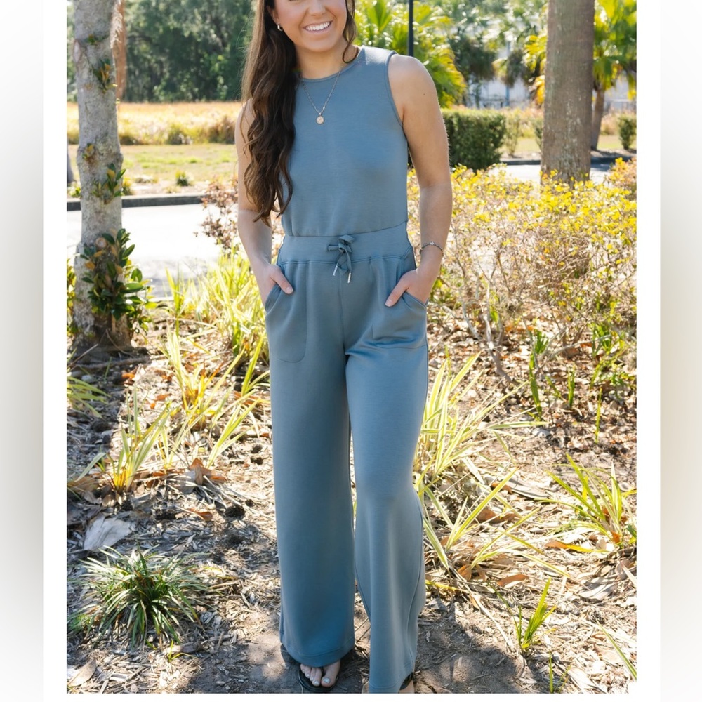 Spanx Air Essentials jumpsuit, blue grey, small
